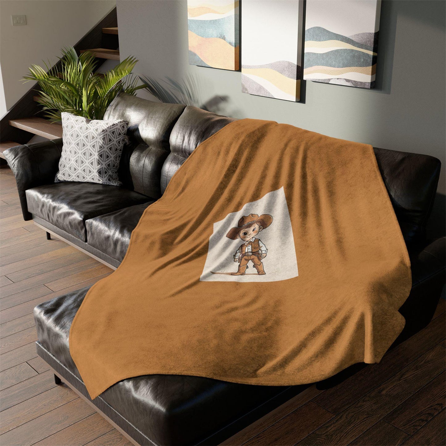 Cowboy Dreams Polyester Blanket, Western Home Decor Gift, Cowpoke Bedroom Decor, Ranch Decor, Wild West Kids Room Blanket, Horse Lover Gift