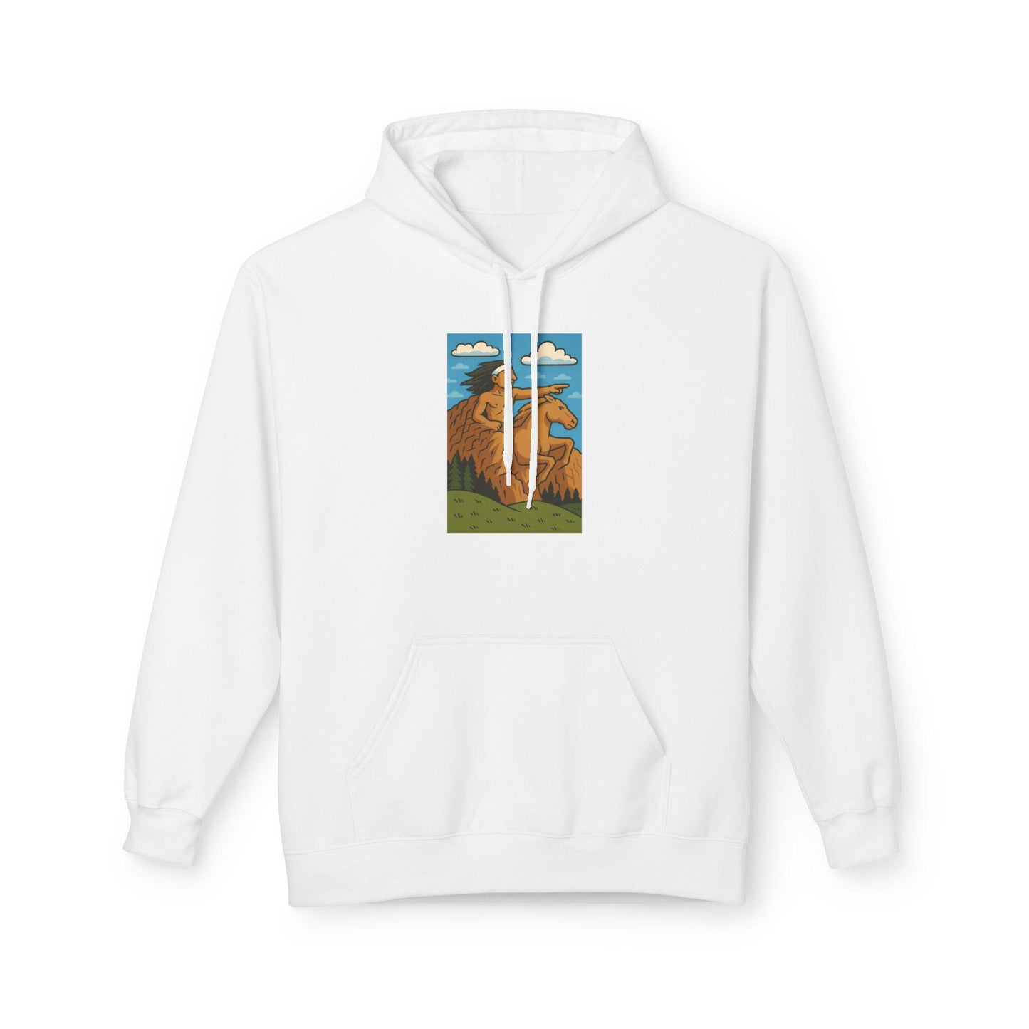 Chief Crazy Horse Tribute Hoodie, Indigenous American Heritage Unisex Fleece Jacket, Jean LaTasse Design, Softstyle Sweatshirt, Memorial