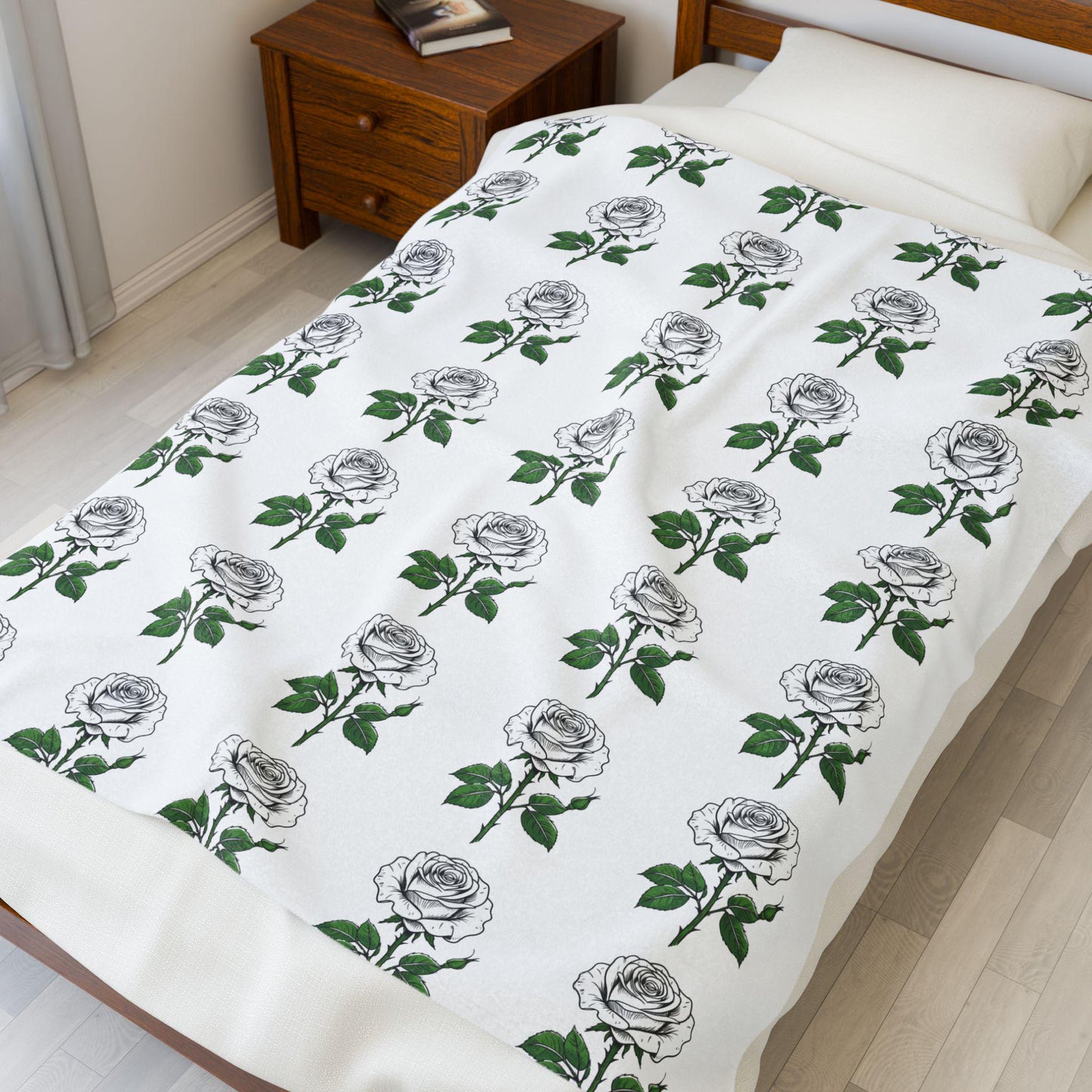 Plush Blanket Bed of Roses Design by Jean LaTasse, Floral Cozy Cover for Sleeping and Relaxing, Gift for Nature Lovers, Warm Throw for