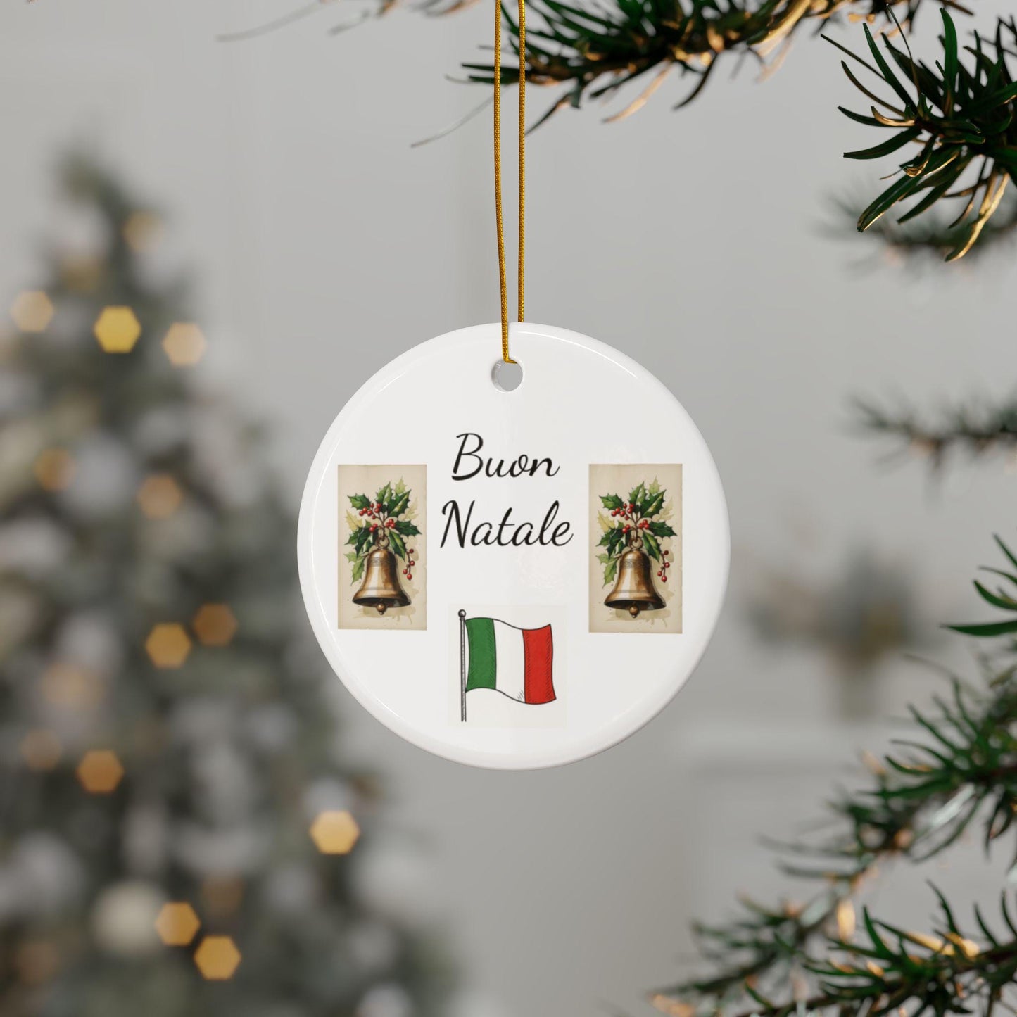 Double-Sided Ceramic Ornaments for Holiday Decor, Christmas Tree Decoration, Festive Gift, Home Decor