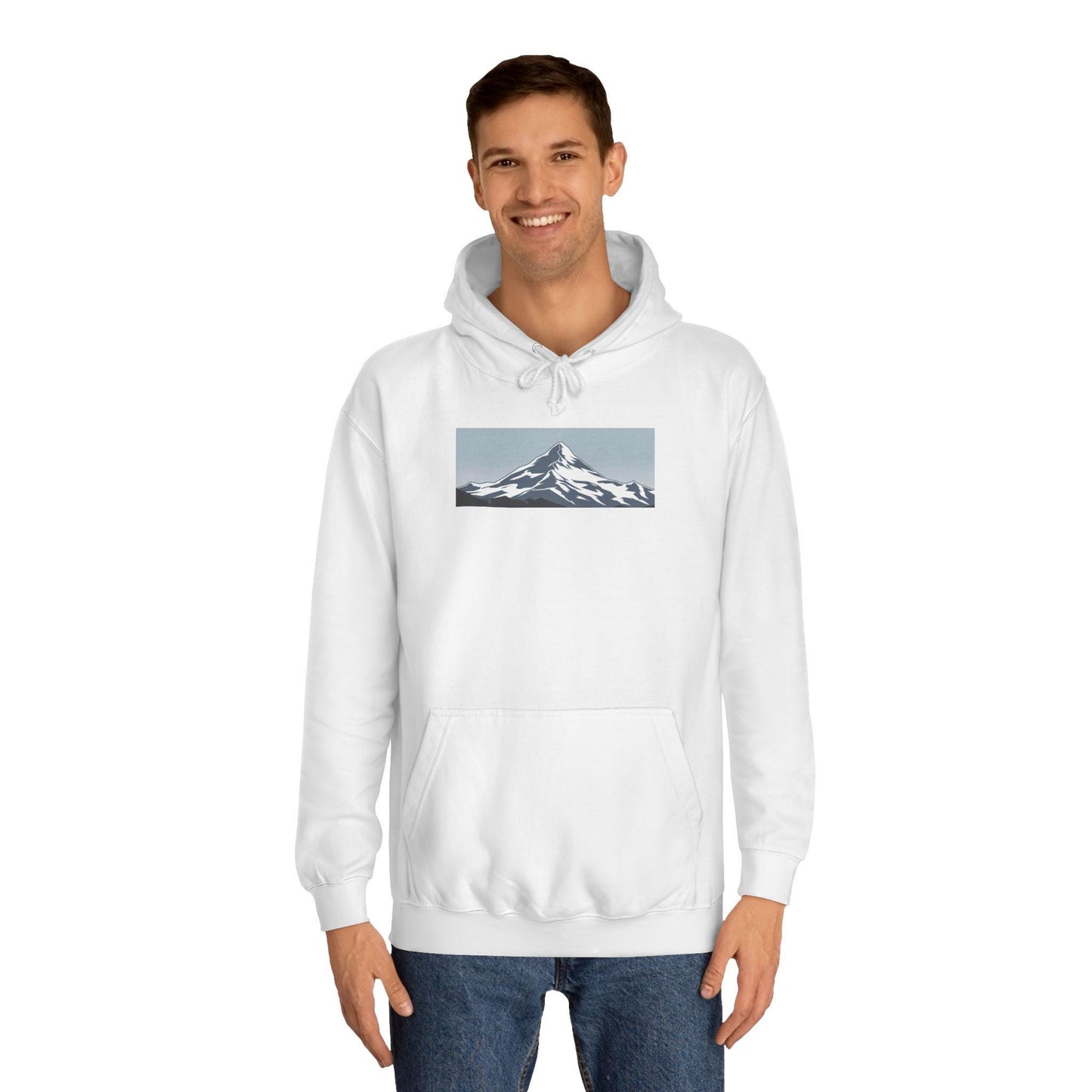 Mountains Majesty Unisex College Hoodie, Alaska Nature Hooded Sweatshirt, Mountain Lover Gift, Jean LaTasse Design, Outdoor Adventure