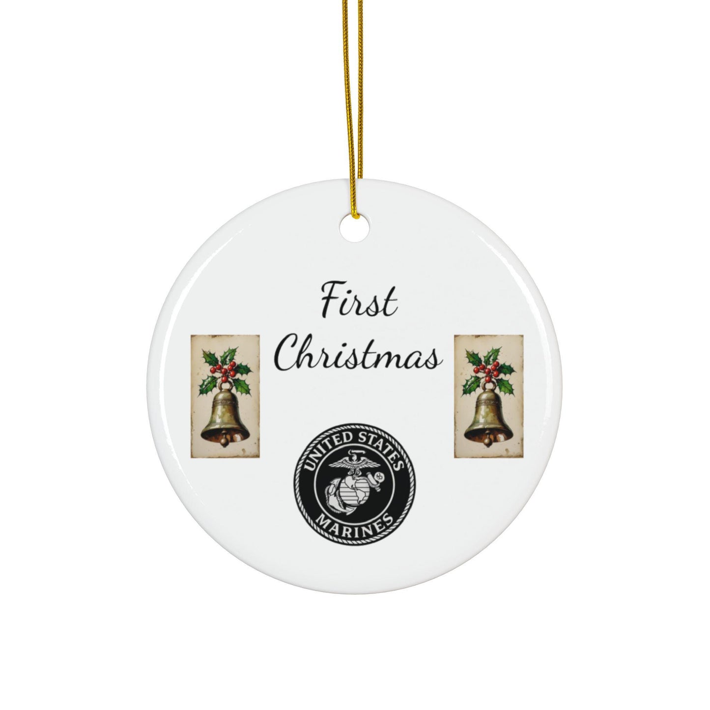 Ceramic Ornaments, Military Christmas Decor, Patriotic Holiday Gift, Jean Latasse Design, Double-Sided, Marine Corps Ornament, Set of 3