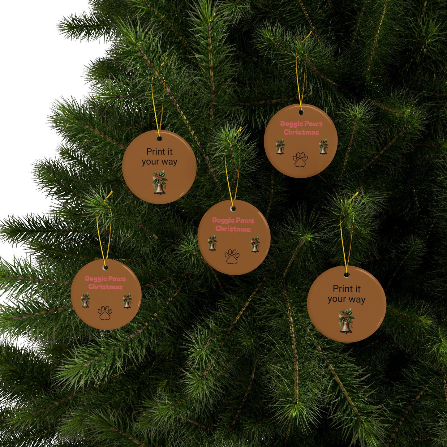 Ceramic Ornaments, Personalized Christmas Greeting Dog Lover Gift, Decorative Holiday Keepsake, Double-Sided, Custom Ornament Set, Pet