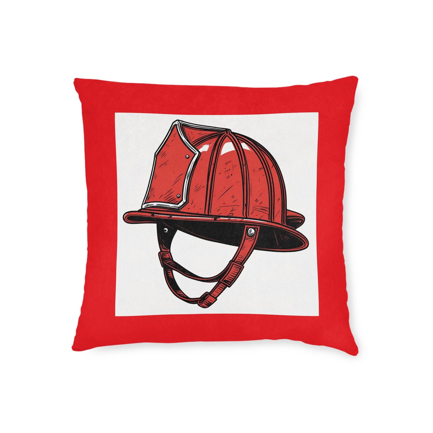 Fireman Helmet Square Pillow for Young Aspiring Firefighters, Room Decor, Chair Accessory, Kid's Bedroom, Jean LaTasse Design