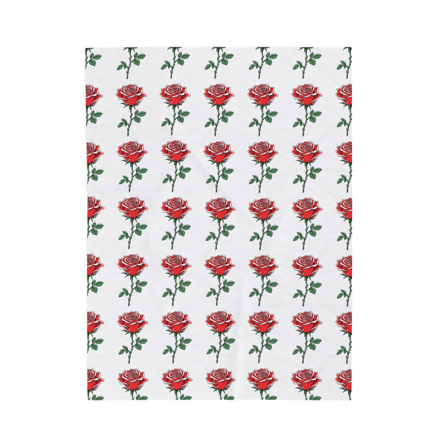 Velveteen Plush Blanket - Red Roses Riot Floral Throw, Jean Latasse Design, Passionate Color Relaxation Bedding, Gift for Rose Lover, Home