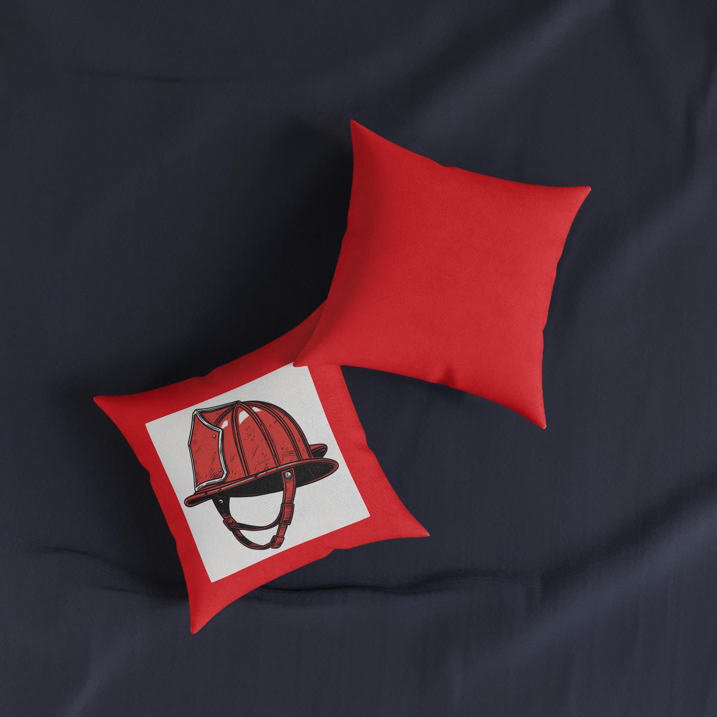 Fireman Helmet Square Pillow for Young Aspiring Firefighters, Room Decor, Chair Accessory, Kid's Bedroom, Jean LaTasse Design