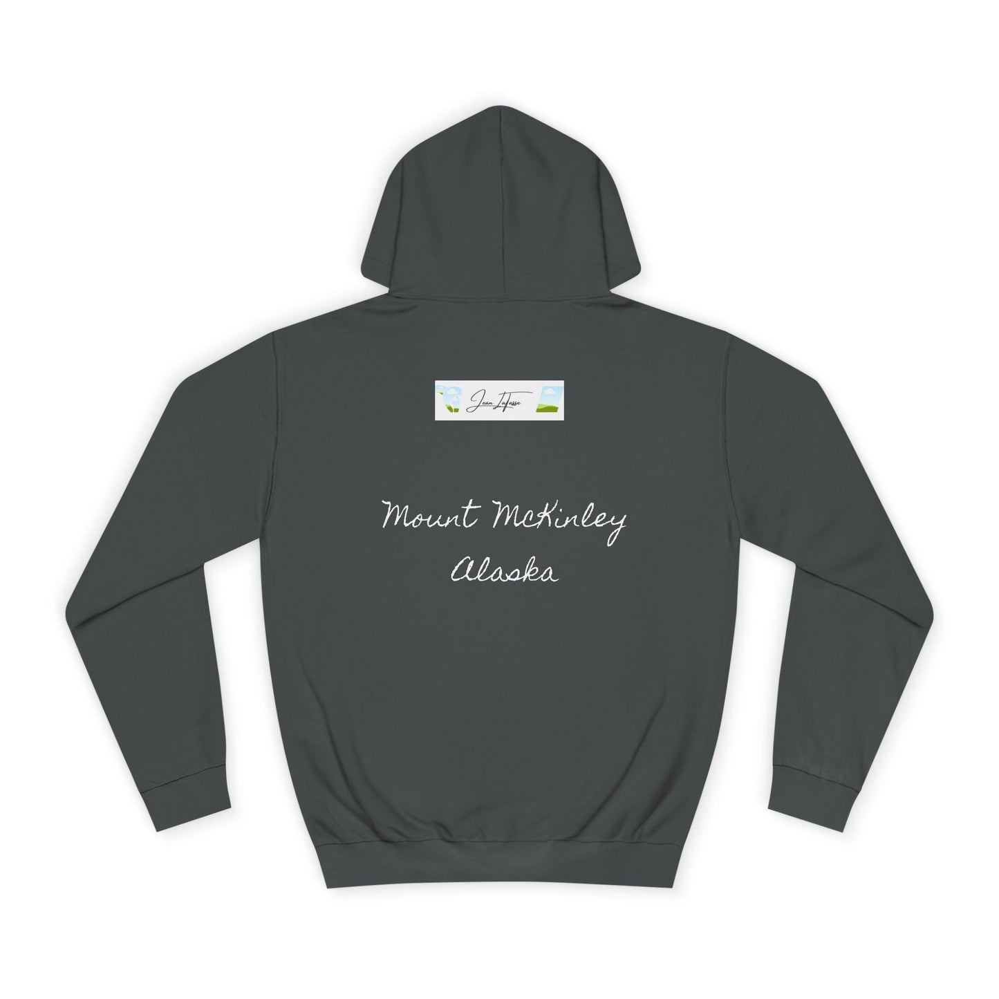 Mountains Majesty Unisex College Hoodie, Alaska Nature Hooded Sweatshirt, Mountain Lover Gift, Jean LaTasse Design, Outdoor Adventure