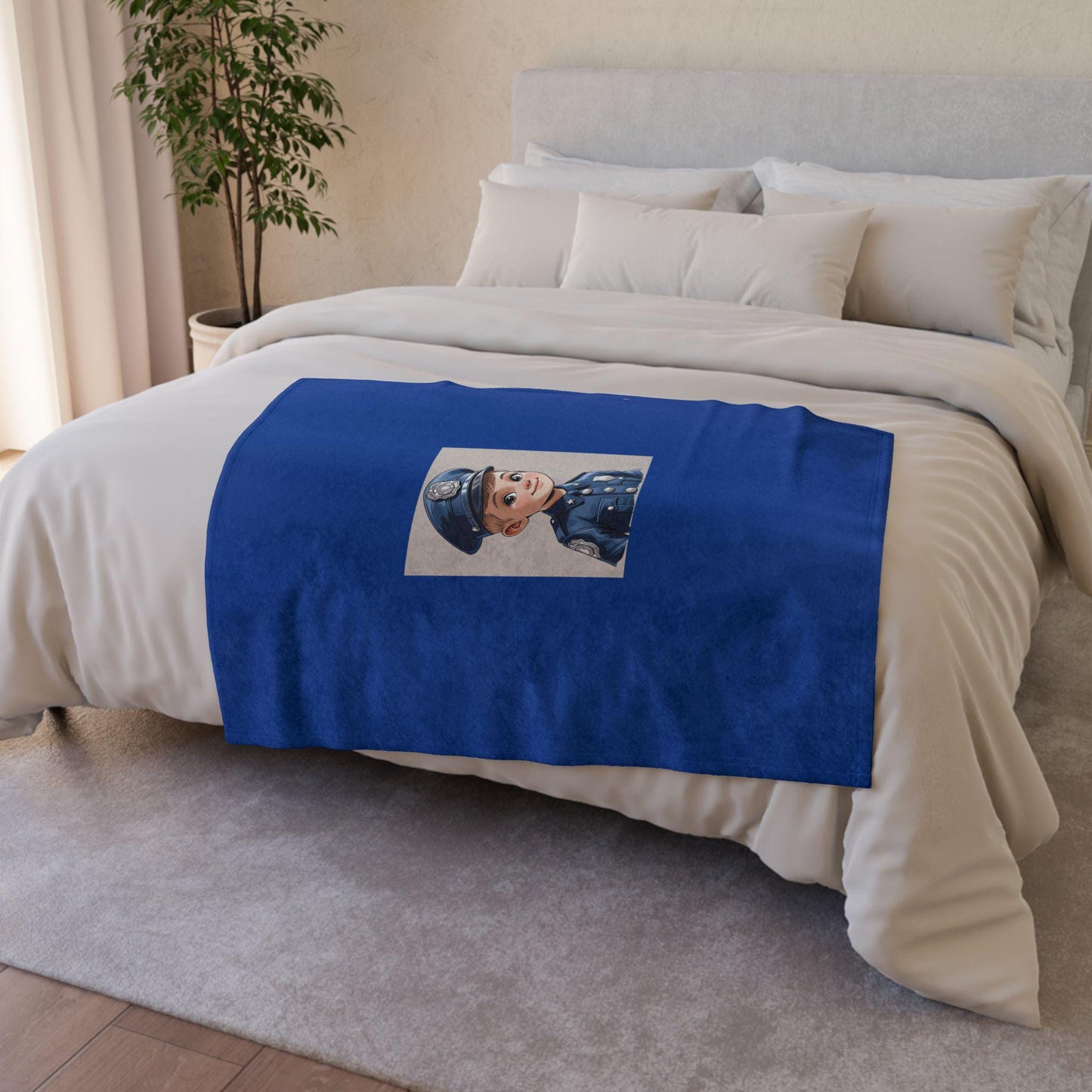 Soft Polyester Blanket - Aspiring Young Law Enforcement Officer Decor, Civil Service Public Safety, Room Chair Bed Throw, Jean's World