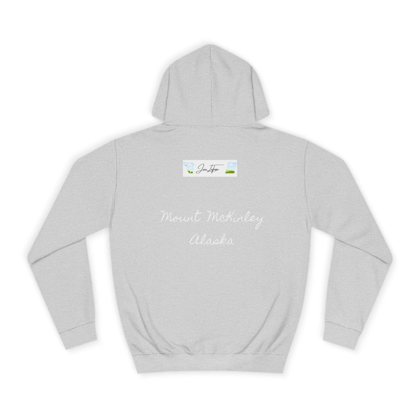 Mountains Majesty Unisex College Hoodie, Alaska Nature Hooded Sweatshirt, Mountain Lover Gift, Jean LaTasse Design, Outdoor Adventure