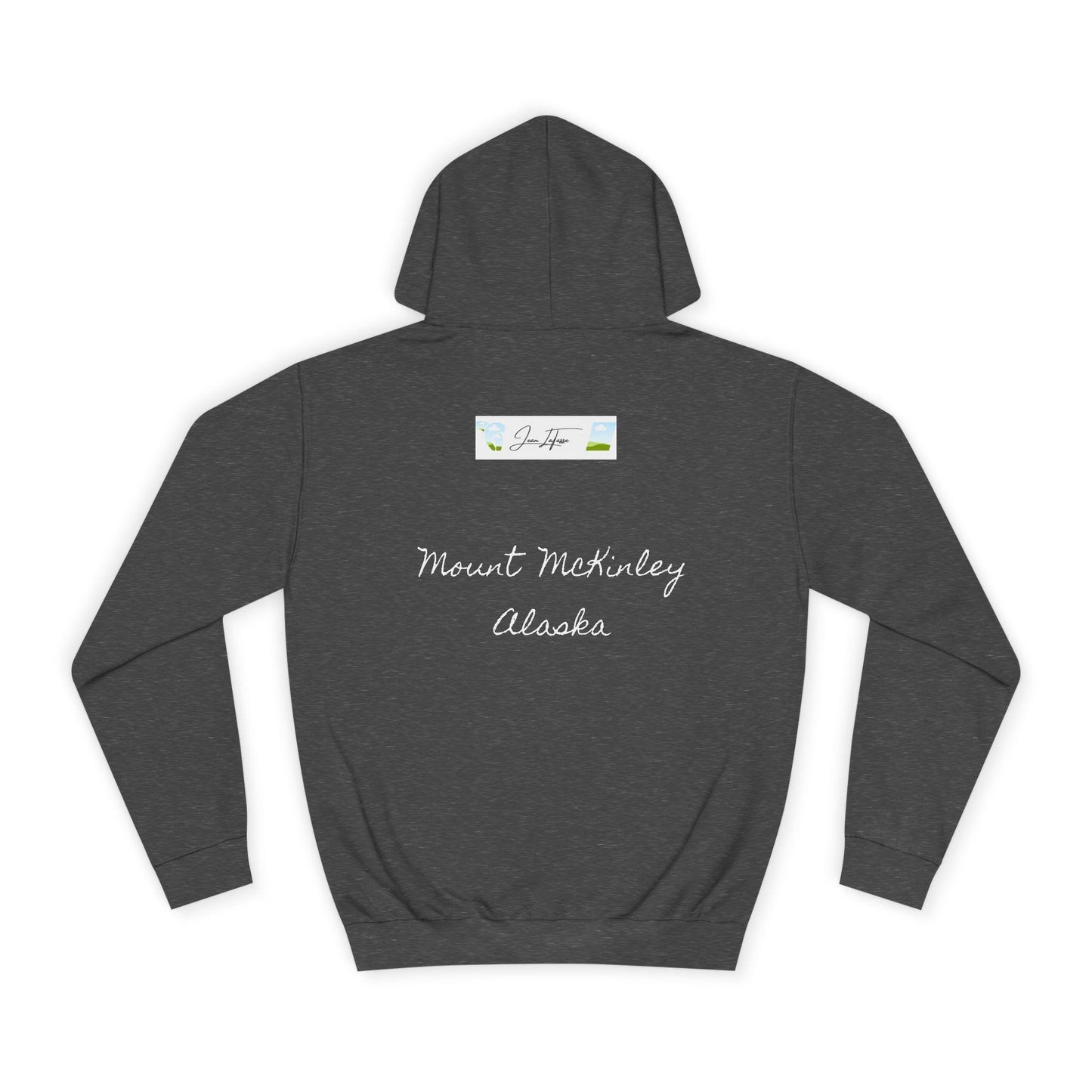 Mountains Majesty Unisex College Hoodie, Alaska Nature Hooded Sweatshirt, Mountain Lover Gift, Jean LaTasse Design, Outdoor Adventure