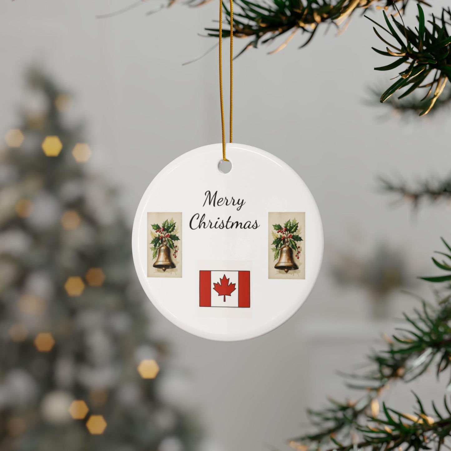 Ceramic Ornaments, Canadian Christmas Decor, Double-Sided, Personalized Xmas Gift, Holiday Decorations, Set of Ornaments