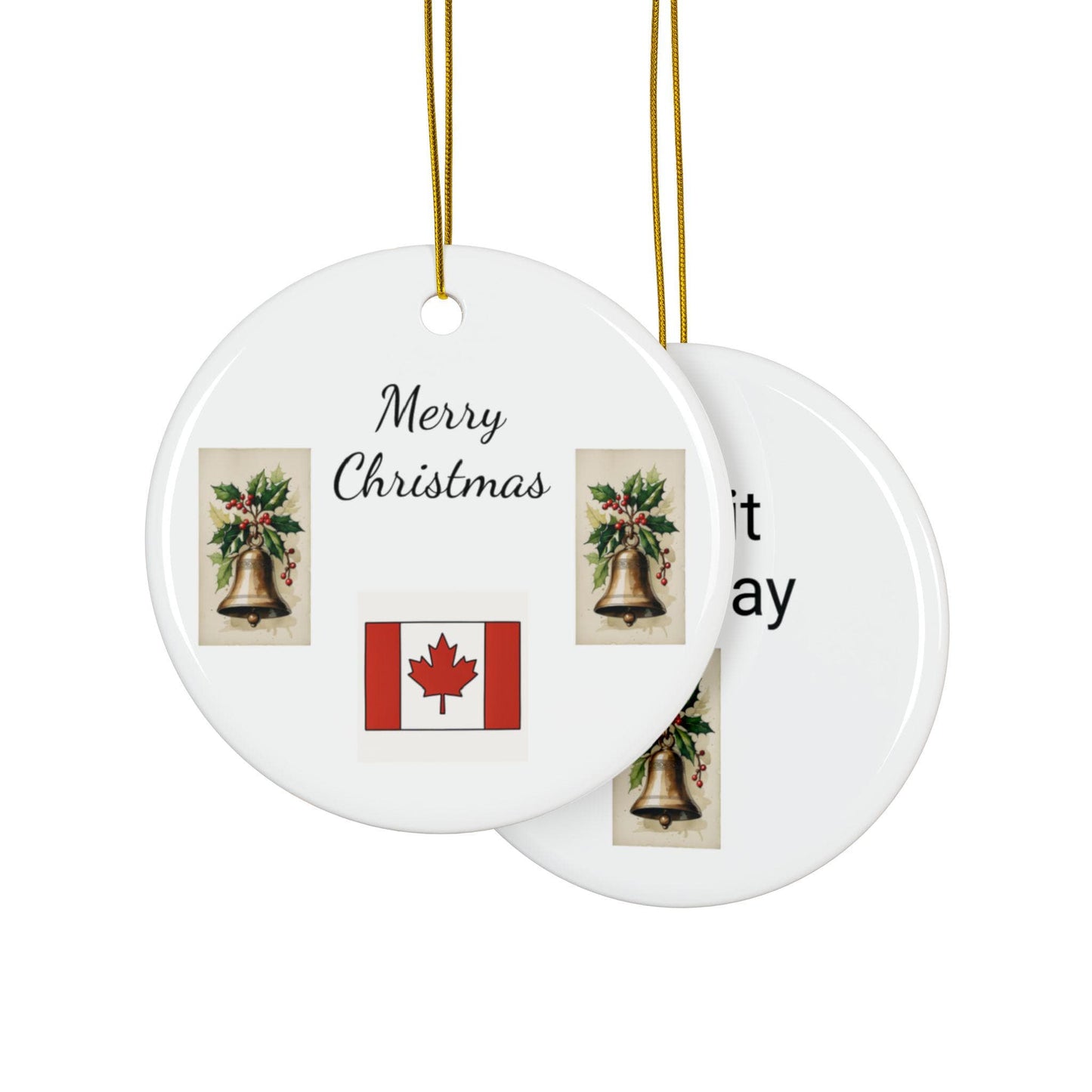 Ceramic Ornaments, Canadian Christmas Decor, Double-Sided, Personalized Xmas Gift, Holiday Decorations, Set of Ornaments