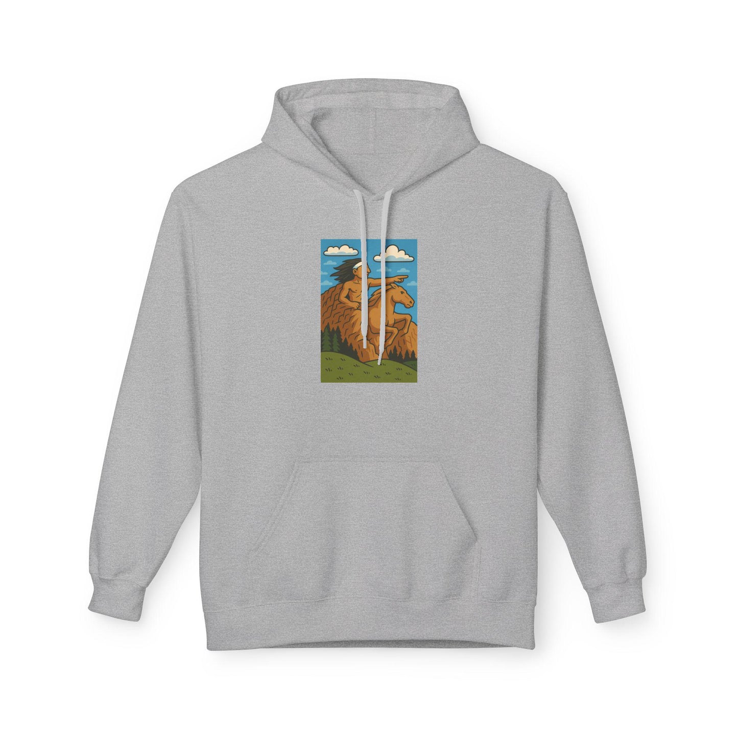 Chief Crazy Horse Tribute Hoodie, Indigenous American Heritage Unisex Fleece Jacket, Jean LaTasse Design, Softstyle Sweatshirt, Memorial