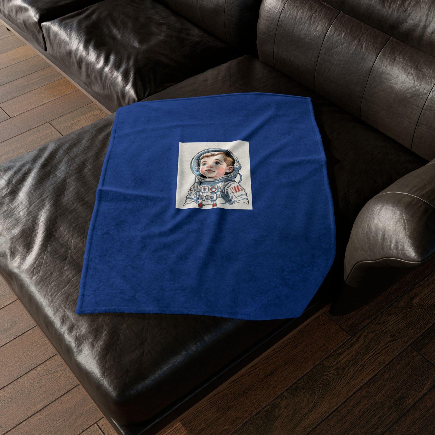 Polyester Blanket - Jean LaTasse Astronaut Design, Space Themed Kids Room Decor, Reach for the Stars, Bed Throw, Chair Cover, Gift for Young