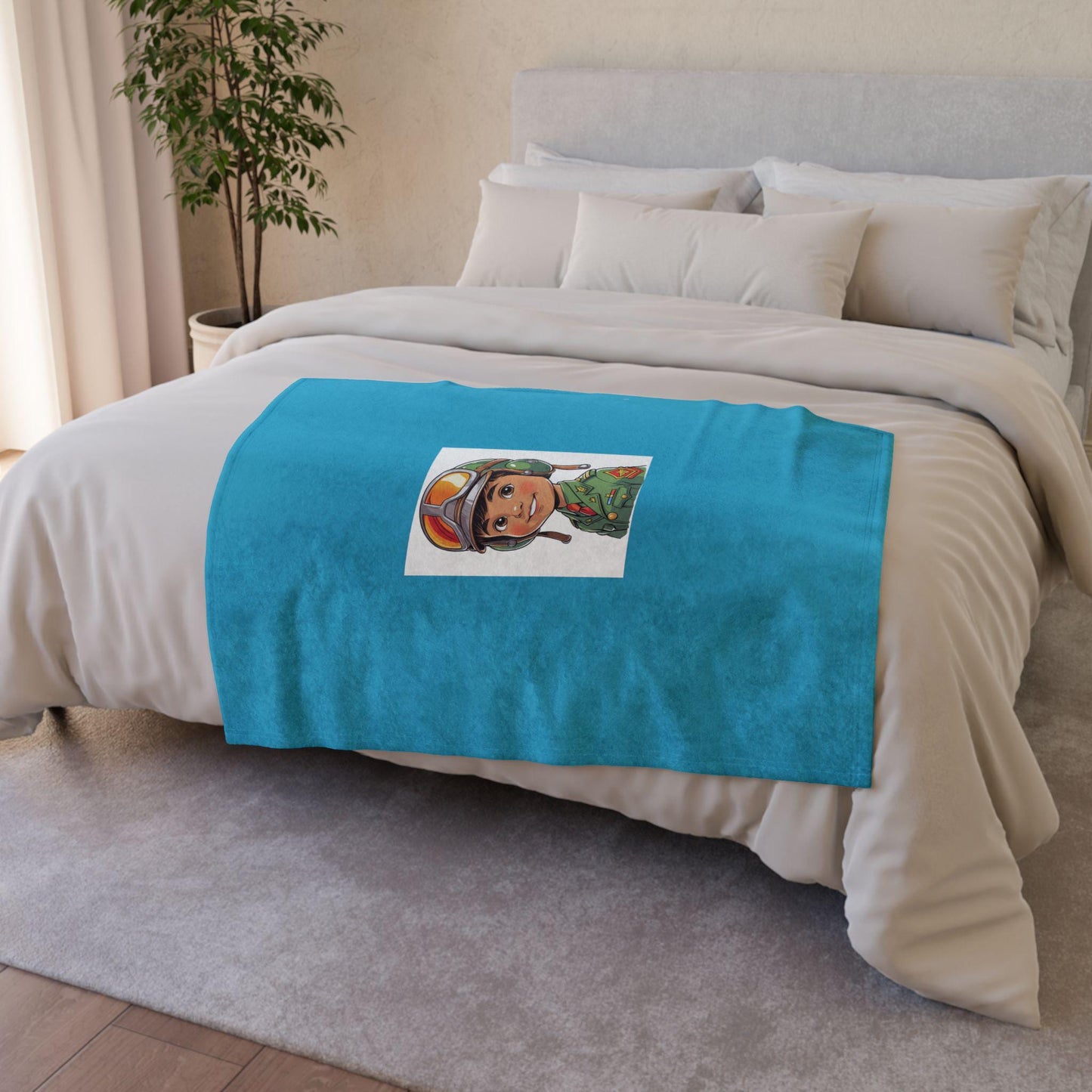 Throw Blanket for Young Aspiring Fighter Pilots - Soft Cozy Pilot Decor for Bed or Chair, Jean LaTasse Design, Patriotic Gift, Home Decor