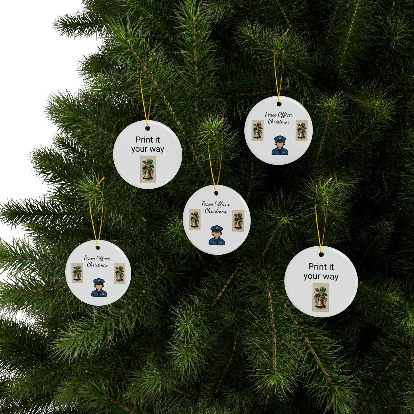 Ceramic Ornaments, Law Enforcement Tribute Design, Police Officer Decor, Gift for First Responders, Cop Appreciation, Thin Blue Line Decor,