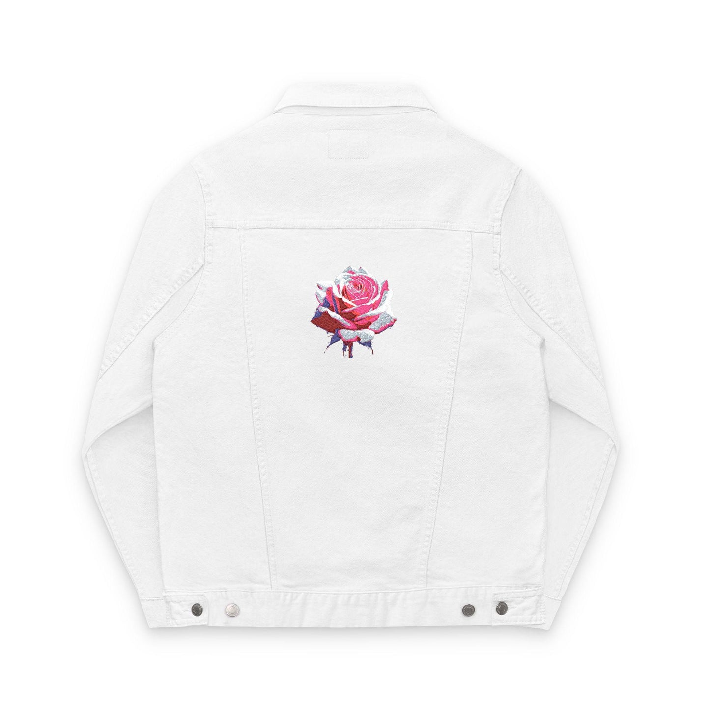 Embroidered Denim Jacket, Pink Rose Design, Feminine Floral Outerwear, Romantic Jean Coat, Personalized Jean Jacket Gift, Boho Embroidery