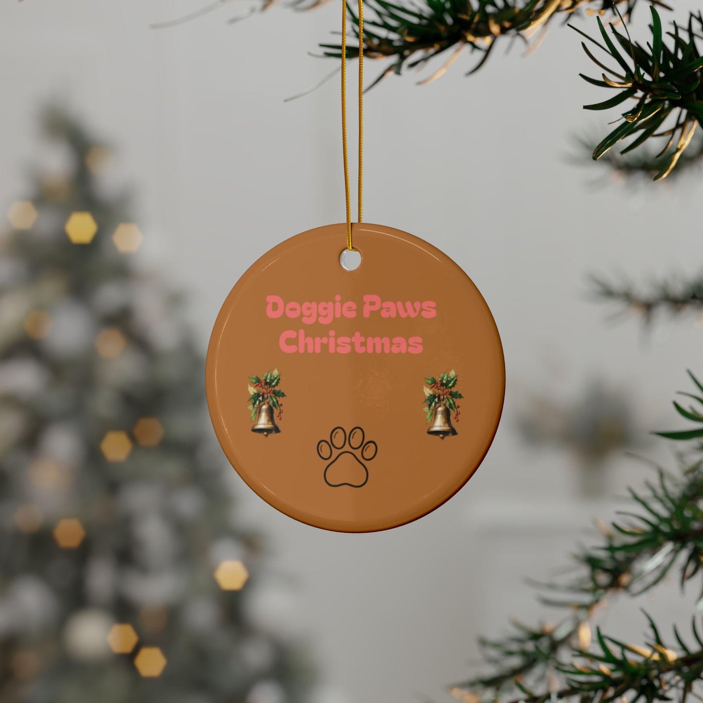 Ceramic Ornaments, Personalized Christmas Greeting Dog Lover Gift, Decorative Holiday Keepsake, Double-Sided, Custom Ornament Set, Pet