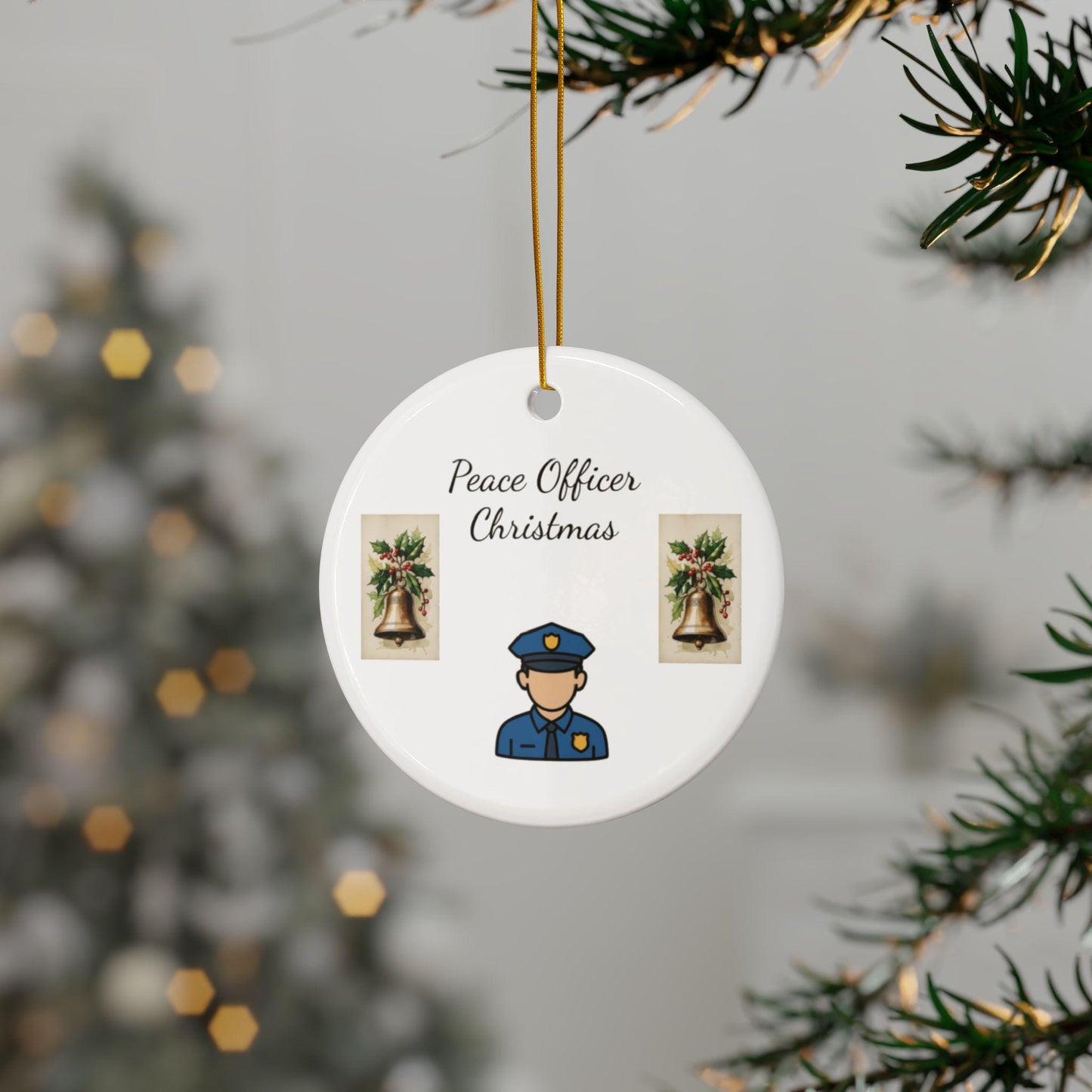Ceramic Ornaments, Law Enforcement Tribute Design, Police Officer Decor, Gift for First Responders, Cop Appreciation, Thin Blue Line Decor,