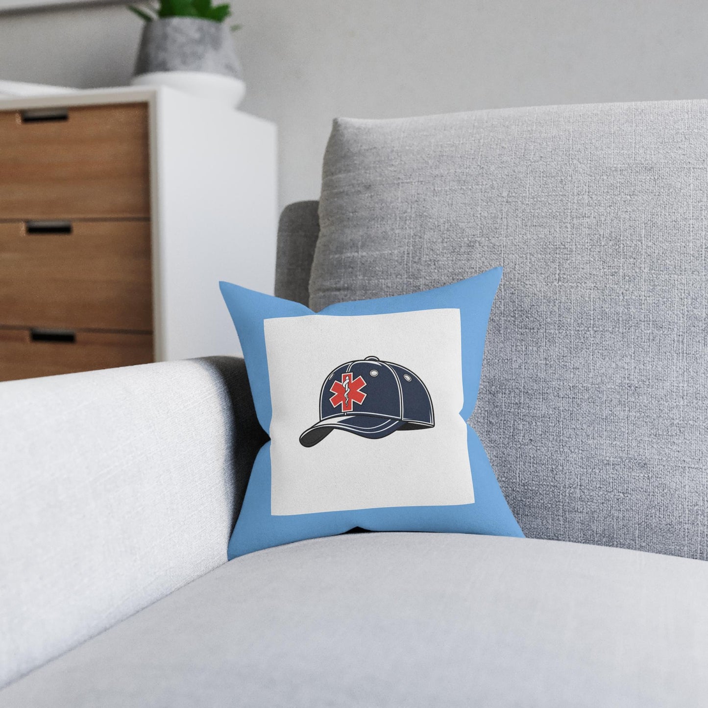 EMT Hat Square Pillow, Room Decor, EMT Gift, Home Accent, Bedding Accessory, Jean's World