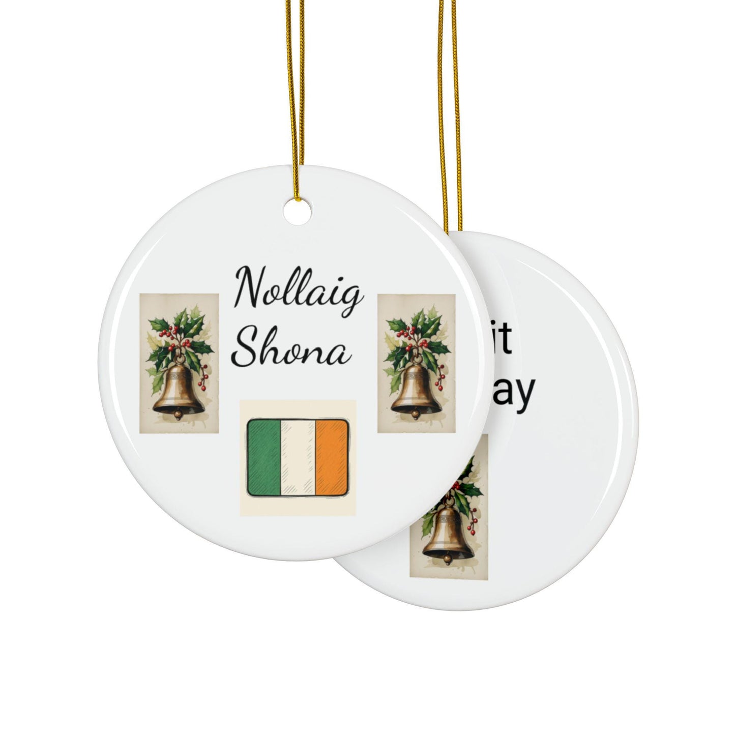 Ceramic Ornaments, Irish Gaelic Merry Christmas Decoration, Personalized Gift, Double-Sided Ornaments, Holiday Decor, Auld Sod Ornaments,