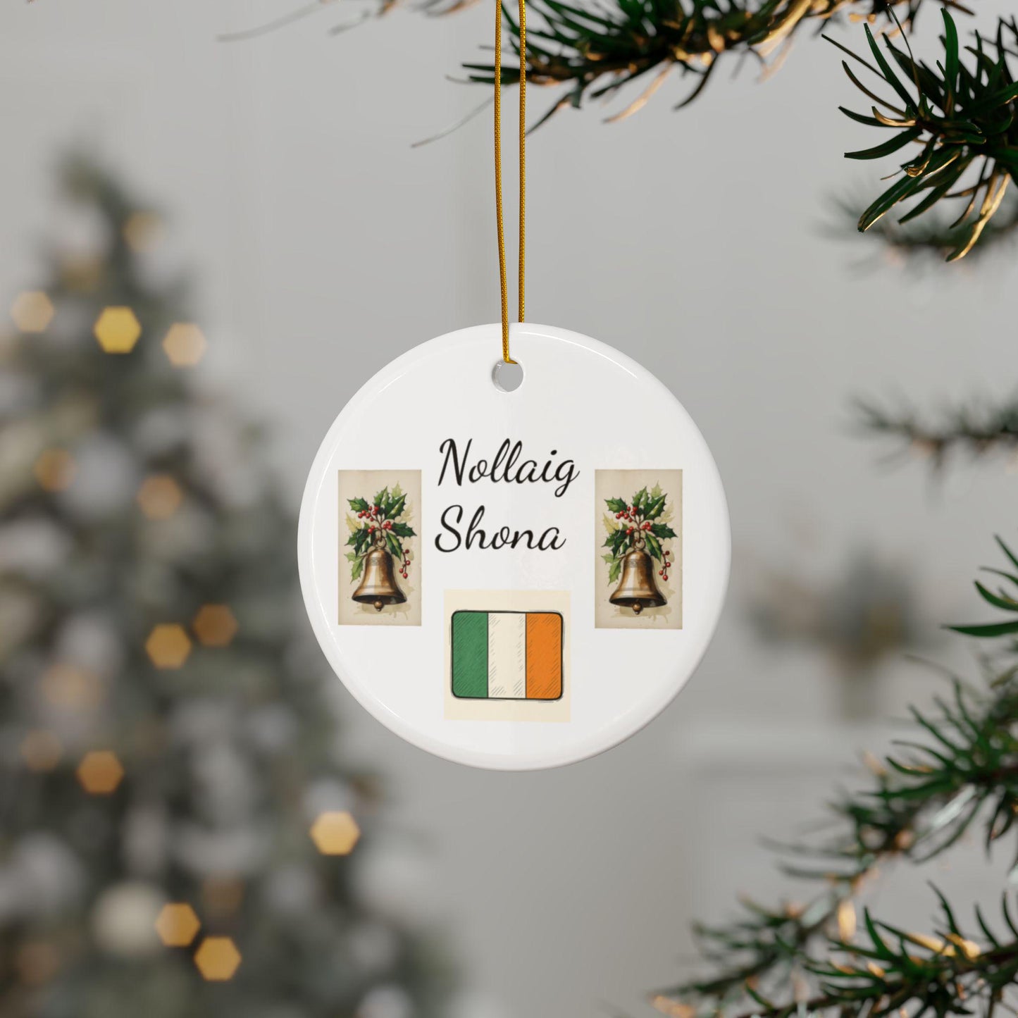 Ceramic Ornaments, Irish Gaelic Merry Christmas Decoration, Personalized Gift, Double-Sided Ornaments, Holiday Decor, Auld Sod Ornaments,
