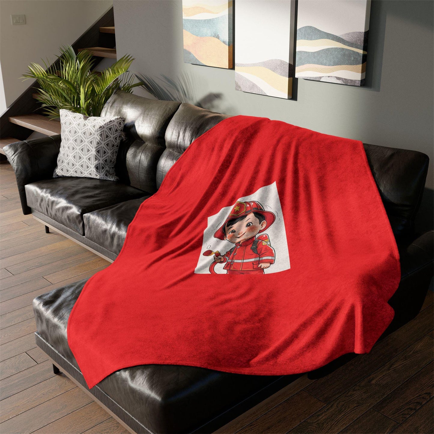 Soft Polyester Blanket - Fireman Theme, Kids Room Decor, Chair Throw, Bed Cover, Civil Service Safety, Rescue