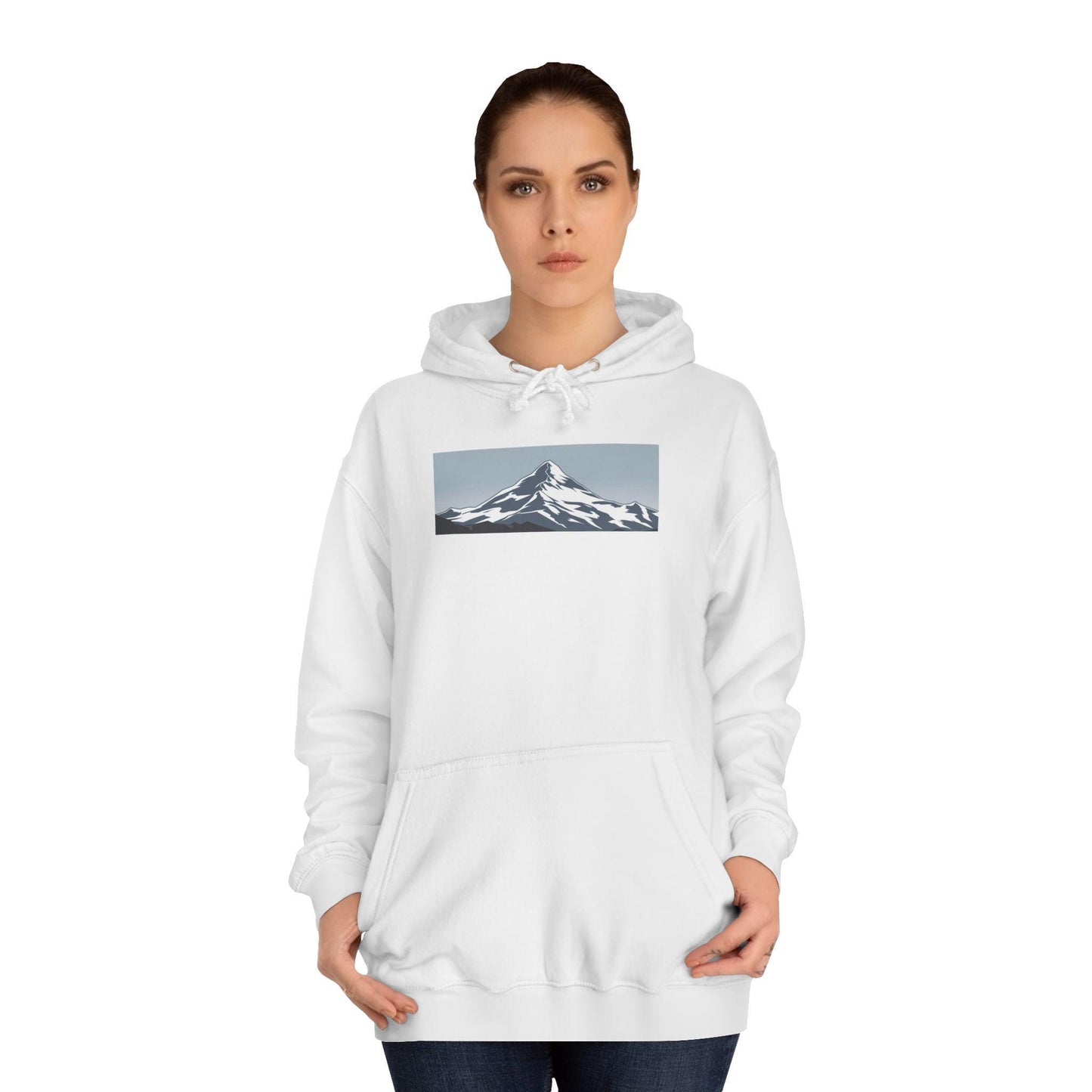 Mountains Majesty Unisex College Hoodie, Alaska Nature Hooded Sweatshirt, Mountain Lover Gift, Jean LaTasse Design, Outdoor Adventure