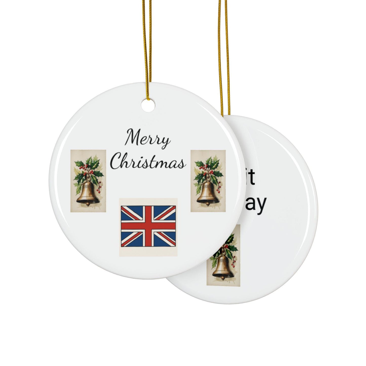 Ceramic Ornaments, Merry Christmas design from Jean's World, Double-Sided (1pc, 3pcs, 5pcs, 10pcs), Personalized Holiday Decor, Xmas Tree