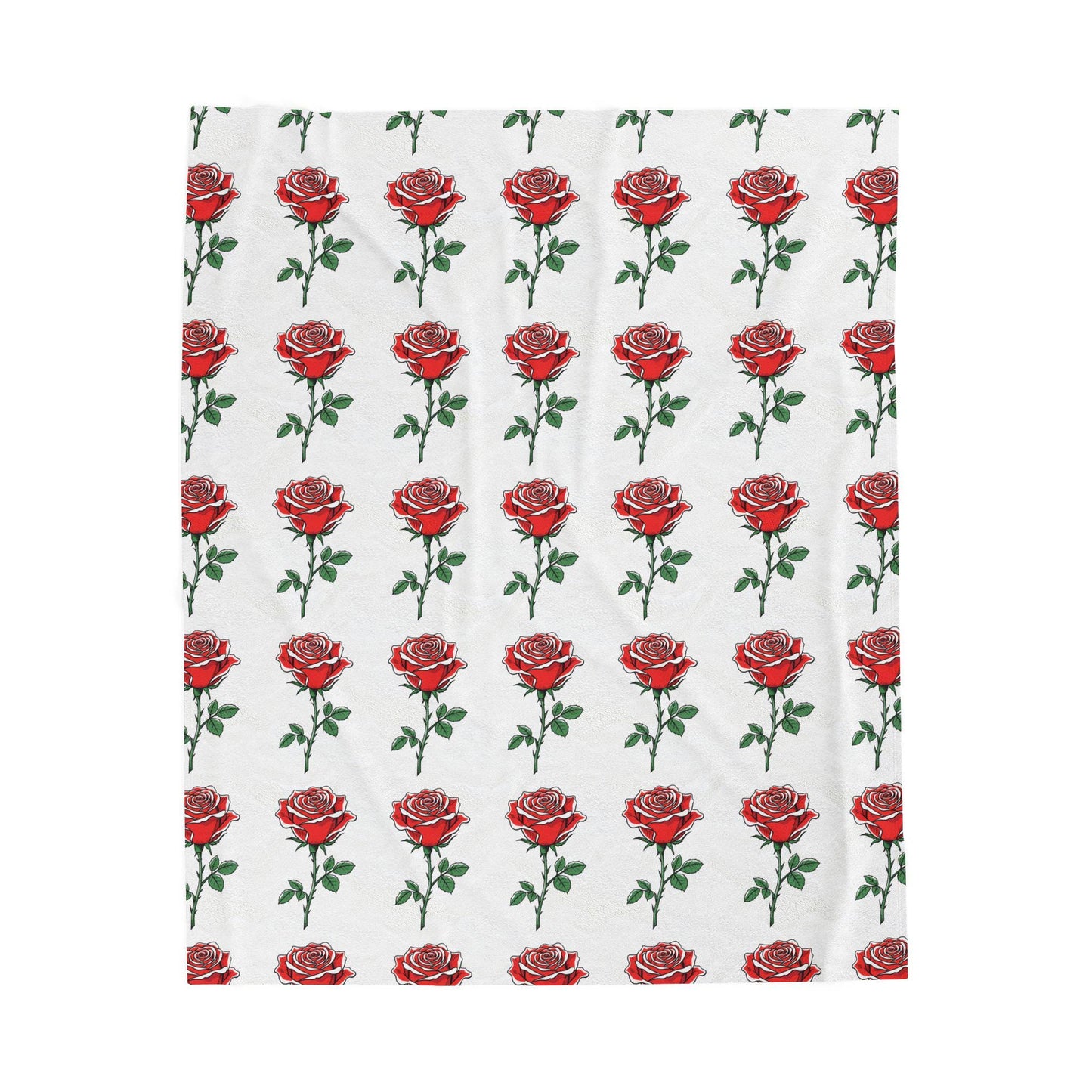 Velveteen Plush Blanket - Red Roses Riot Floral Throw, Jean Latasse Design, Passionate Color Relaxation Bedding, Gift for Rose Lover, Home