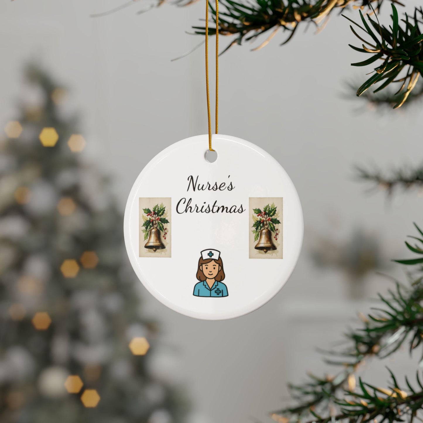 Ceramic Christmas Ornaments, Personalized Gift, Holiday Decor, Double-Sided Decorations, Nurse's Christmas, Customizable Keepsake