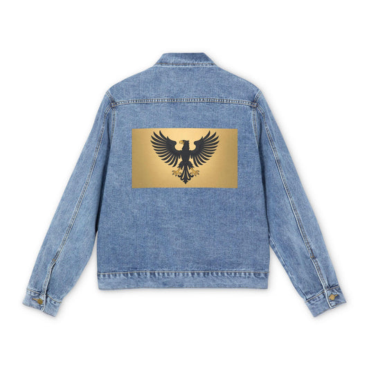 Denim Jacket, Imperial Eagle Design, Commanding Presence Outerwear, Men's Fashion Gift, Eagle Art Print, Unique Jean Jacket