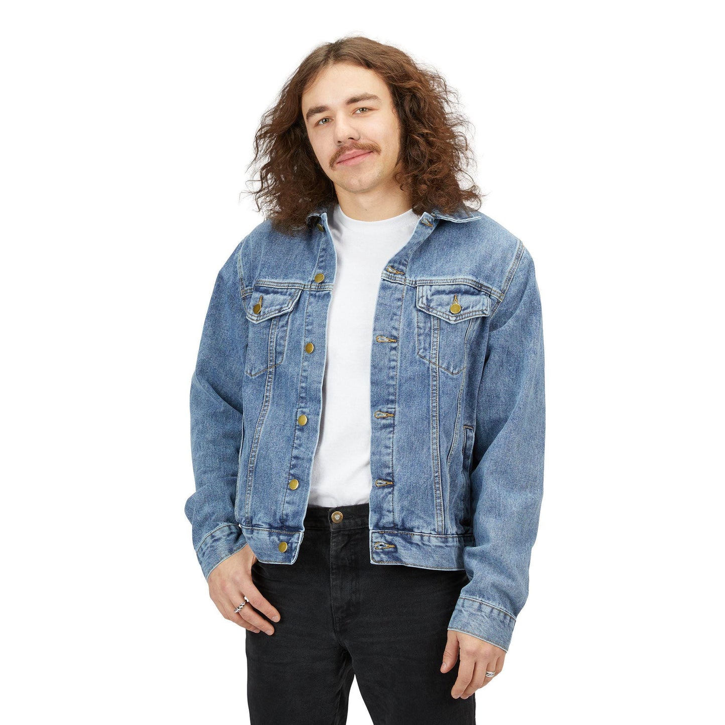 Denim Jacket, Imperial Eagle Design, Commanding Presence Outerwear, Men's Fashion Gift, Eagle Art Print, Unique Jean Jacket