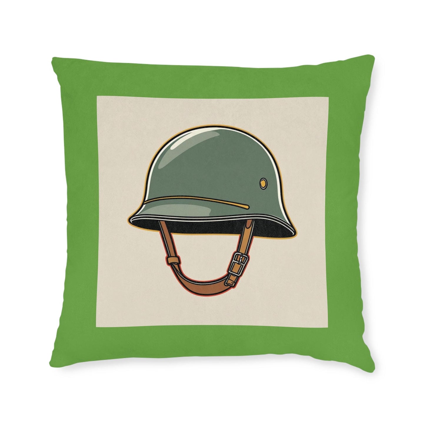 Soldier Square Pillow, Army Themed Decor, Military Bunk Room Accent, Helmet Design, Gift for Aspiring Soldiers, Matching Blanket Set