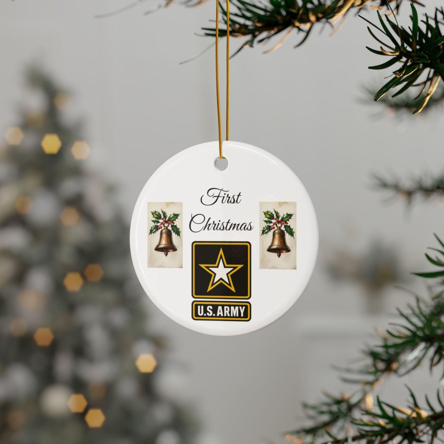Double-Sided Decorative Army Ornaments, Personalized Christmas Decor, US Army Holiday Gift, Ornaments for Keepsake, Unique Gift Idea