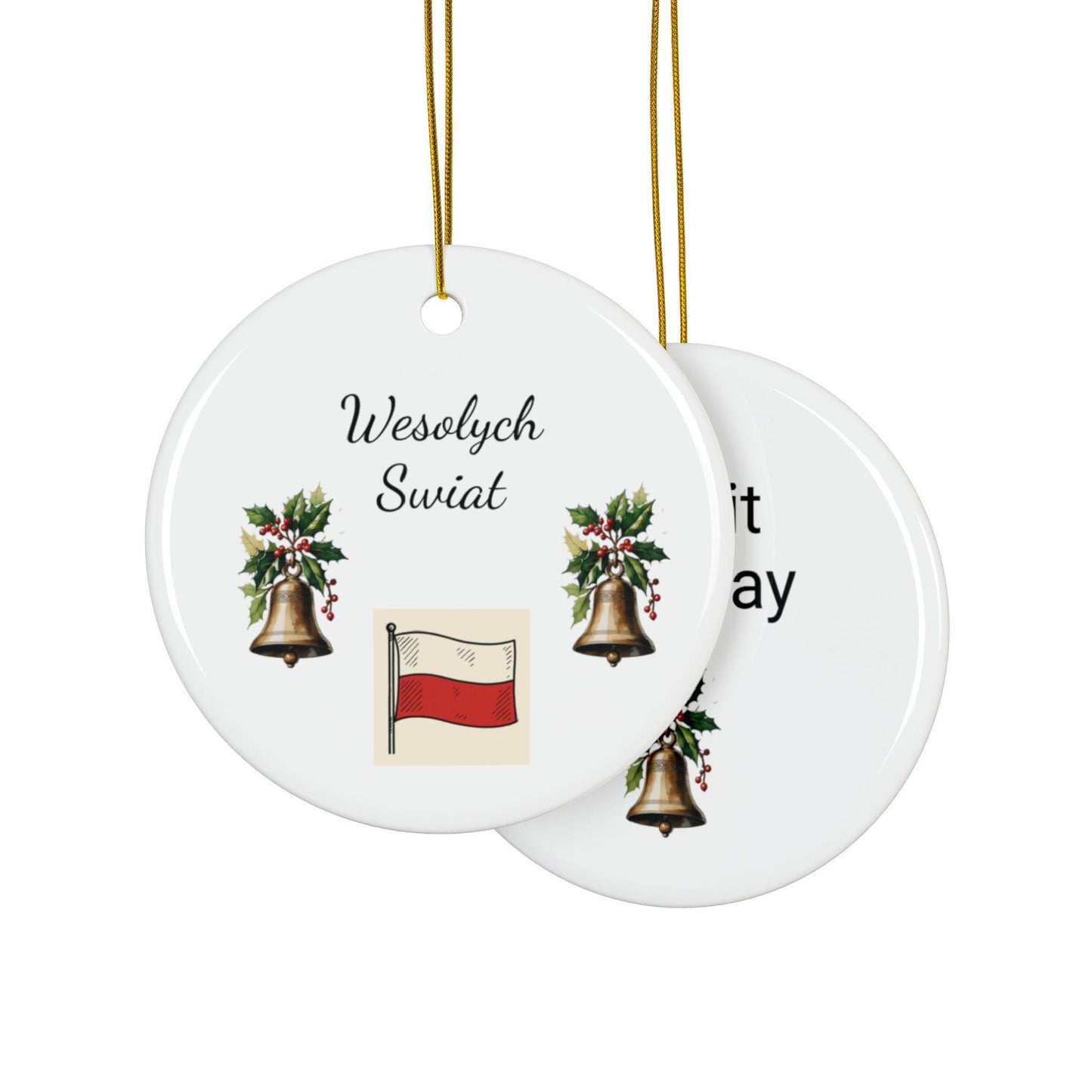 Ceramic Ornaments, Personalized Polish Christmas Design, Double-Sided (1pc, 3pcs, 5pcs, 10pcs), Holiday Decor, Christmas Ornaments, Polish