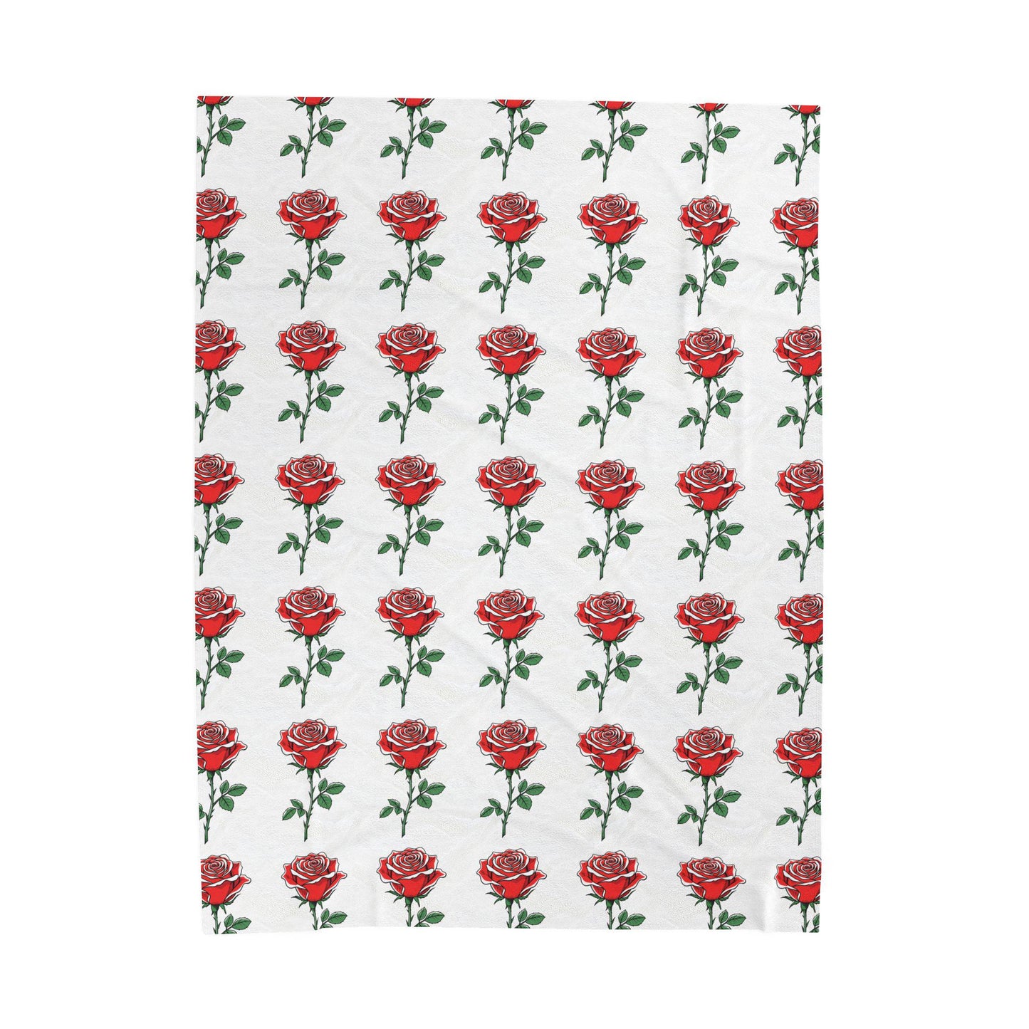 Velveteen Plush Blanket - Red Roses Riot Floral Throw, Jean Latasse Design, Passionate Color Relaxation Bedding, Gift for Rose Lover, Home