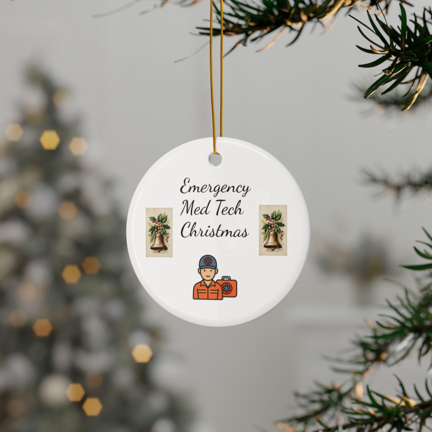Emergency Med Tech Christmas Decorative Ornaments, Personalized Holiday Decor, Gifts for Healthcare Workers, Double-Sided Ceramic [...]