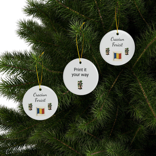 Ceramic Ornaments, Romanian Heritage Christmas Decor (1/3/5/10 pcs), Personalized Holiday Gift, Double-Sided Keepsake, Handmade Xmas