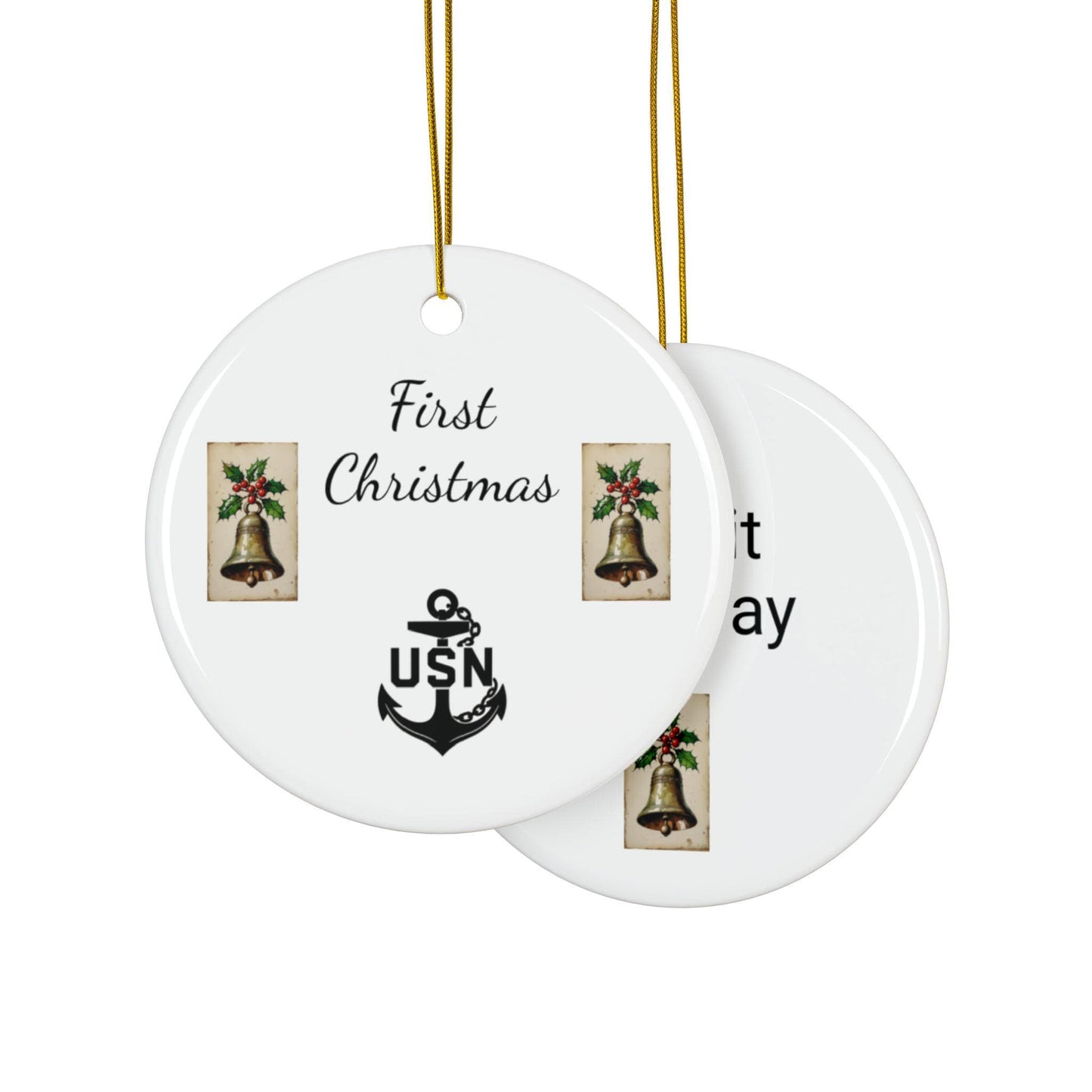 Ceramic Ornaments, Navy Jean LaTasse Design, Naval Forces Honoring Gift, Decorative Holiday Decor, Patriotic Home Accent, Memorial Day
