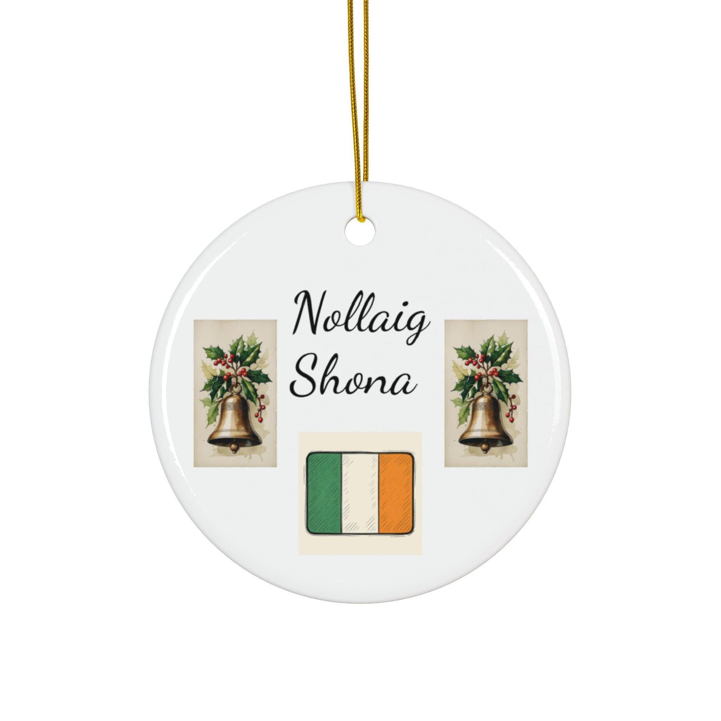 Ceramic Ornaments, Irish Gaelic Merry Christmas Decoration, Personalized Gift, Double-Sided Ornaments, Holiday Decor, Auld Sod Ornaments,