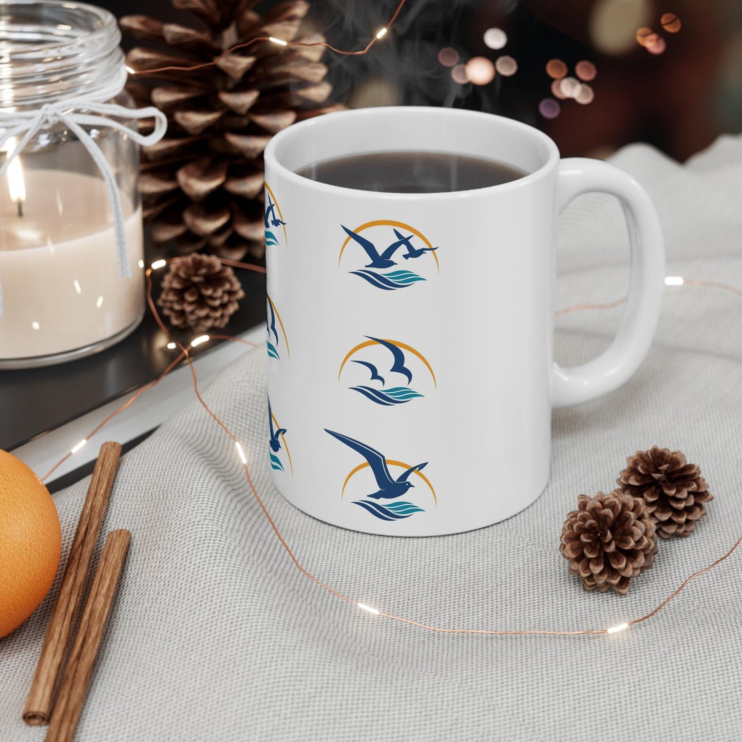 Mug 11oz - Light airy flowing, Floral Coffee Cup, Boho Tea Mug, Ceramic Home Decor, Gifts for Her, Unique Kitchenware