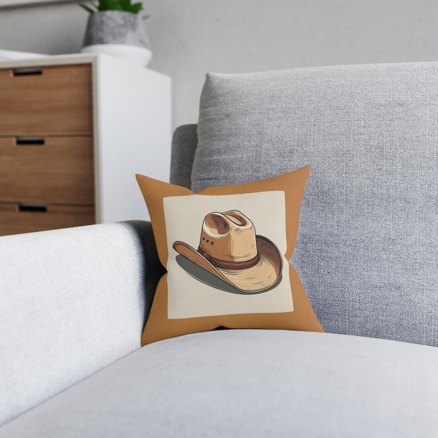 Western Cowboy Square Pillow - Jean LaTasse Design, Young Cowpoke Decor, Ranch Home Accent, Bunk Room Chair Cushion, Western Theme Decor