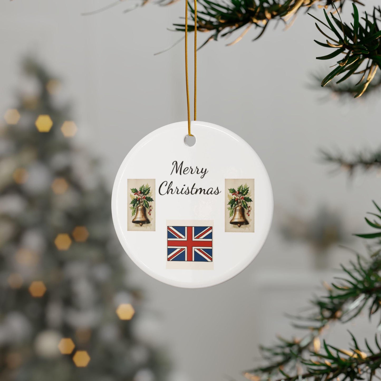 Ceramic Ornaments, Merry Christmas design from Jean's World, Double-Sided (1pc, 3pcs, 5pcs, 10pcs), Personalized Holiday Decor, Xmas Tree