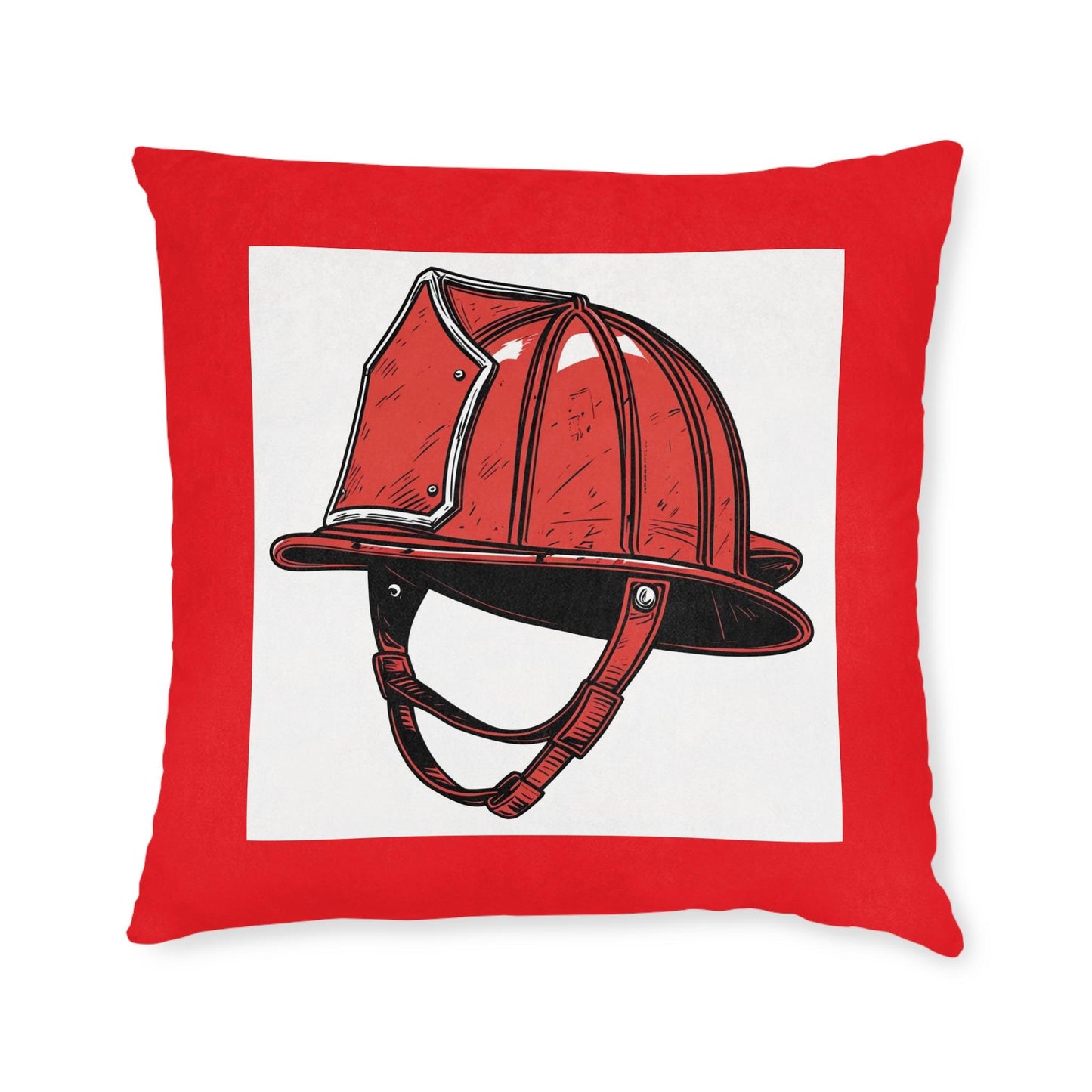 Fireman Helmet Square Pillow for Young Aspiring Firefighters, Room Decor, Chair Accessory, Kid's Bedroom, Jean LaTasse Design