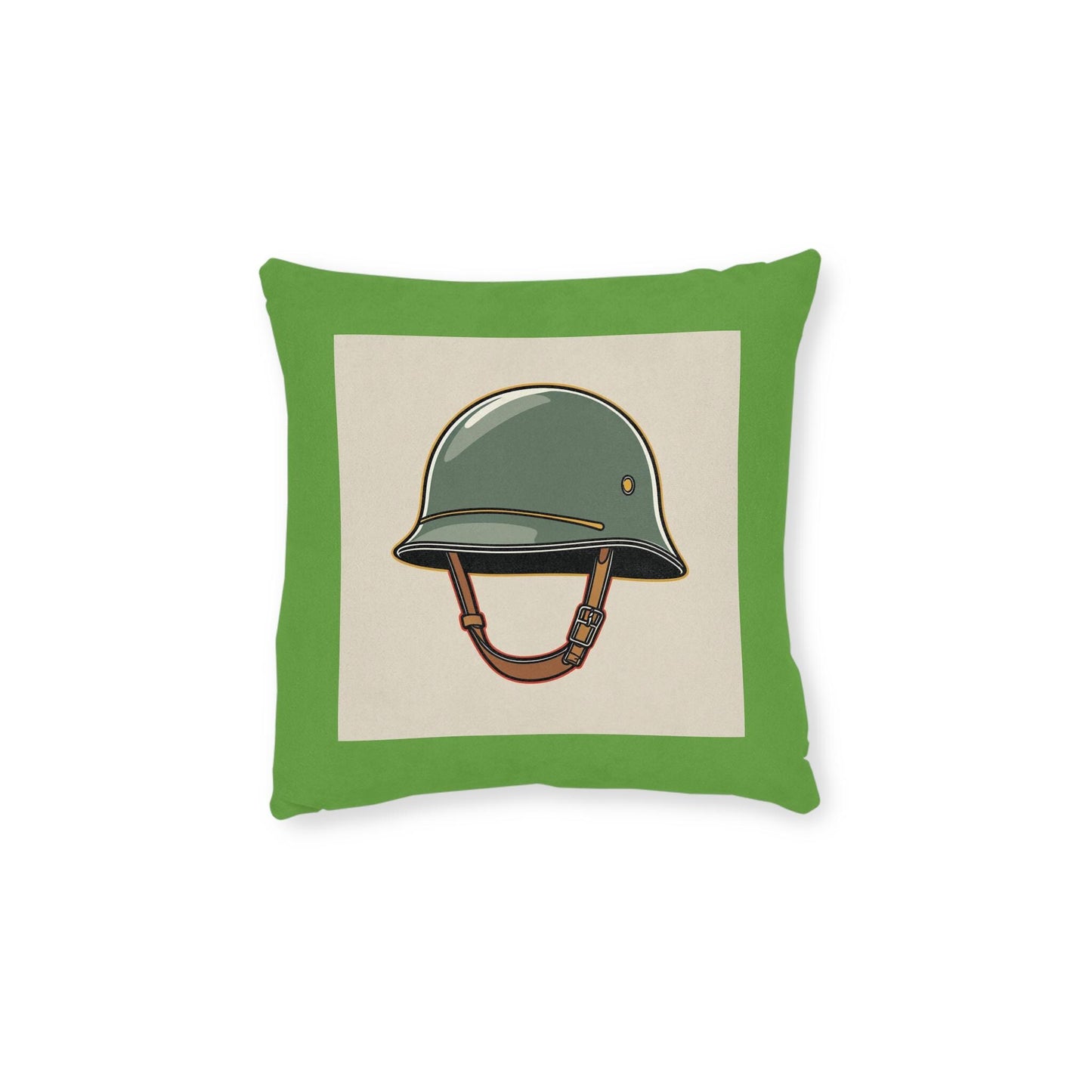 Soldier Square Pillow, Army Themed Decor, Military Bunk Room Accent, Helmet Design, Gift for Aspiring Soldiers, Matching Blanket Set