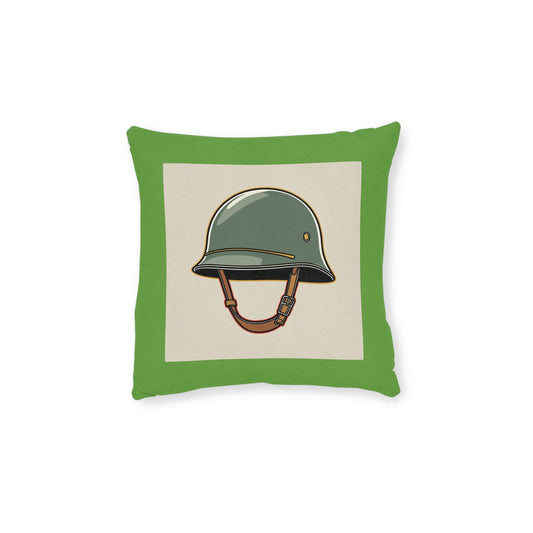 Soldier Square Pillow, Army Themed Decor, Military Bunk Room Accent, Helmet Design, Gift for Aspiring Soldiers, Matching Blanket Set