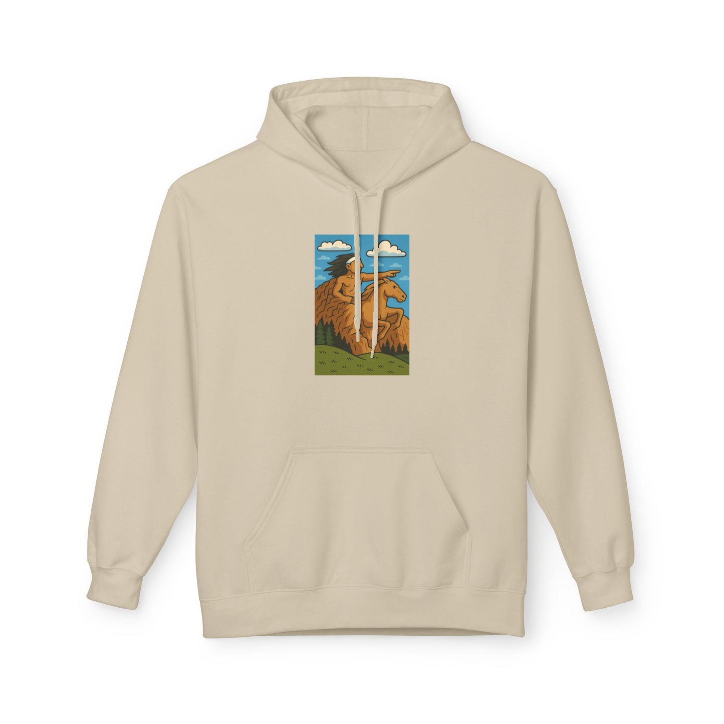 Chief Crazy Horse Tribute Hoodie, Indigenous American Heritage Unisex Fleece Jacket, Jean LaTasse Design, Softstyle Sweatshirt, Memorial