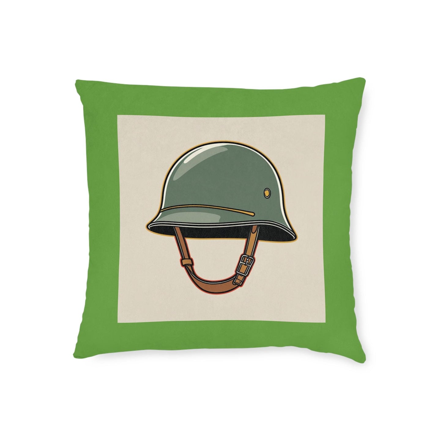 Soldier Square Pillow, Army Themed Decor, Military Bunk Room Accent, Helmet Design, Gift for Aspiring Soldiers, Matching Blanket Set