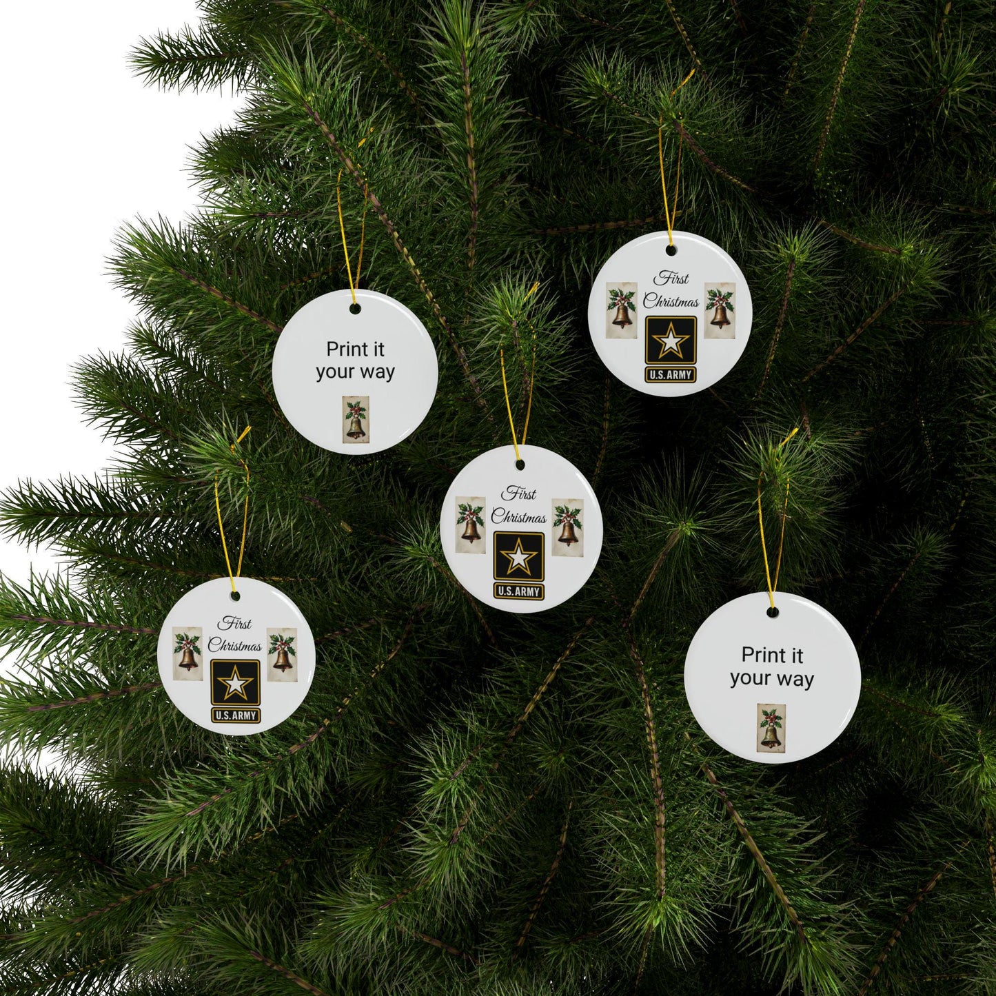 Double-Sided Decorative Army Ornaments, Personalized Christmas Decor, US Army Holiday Gift, Ornaments for Keepsake, Unique Gift Idea